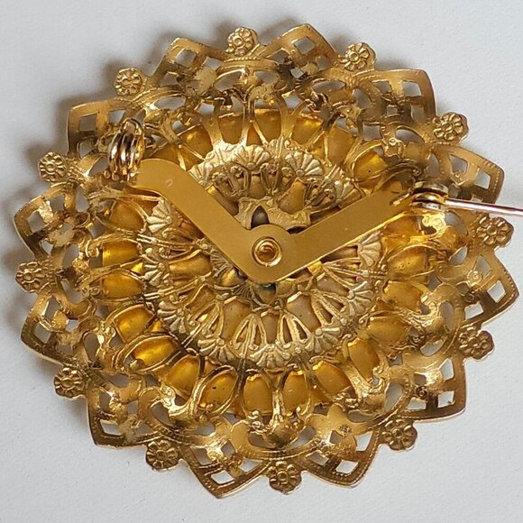 ORNATE Yellow Flower Embroidered Brooch PIN - Picture 2 of 2